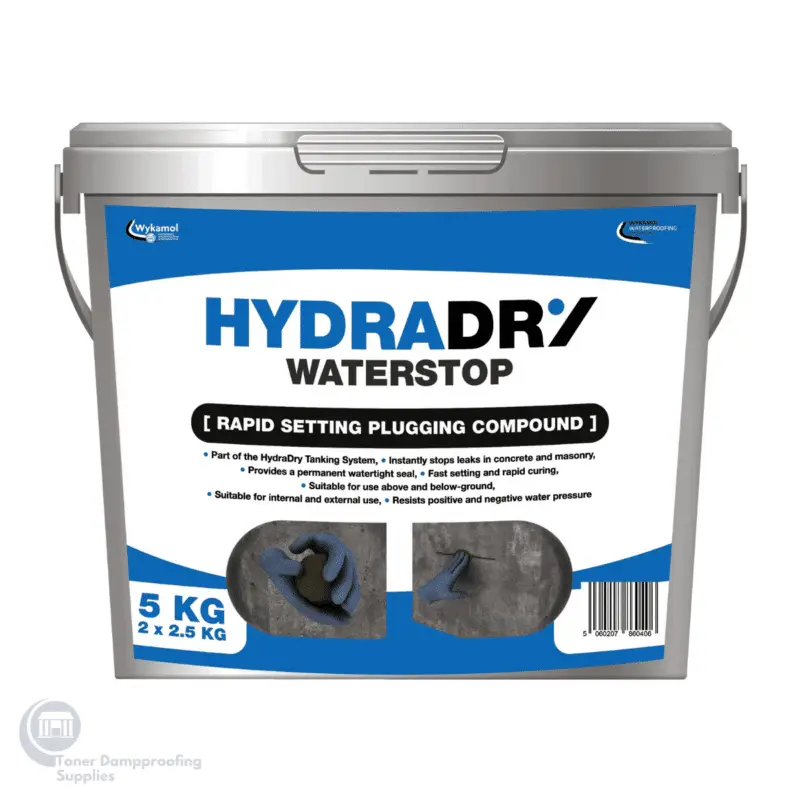 HydraDry WaterStop Rapid Setting Plugging Mortar NMDWATERSTOP – One Stop Damp Shop (Ireland)